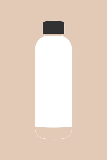Diseño plano de la botella de agua blanca, ilustración de vector de contenedor de residuos cero