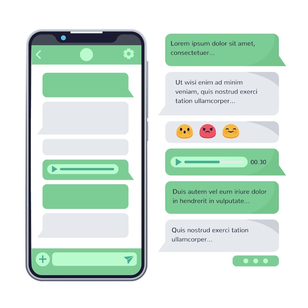 Diseño plano de burbuja de texto de teléfono