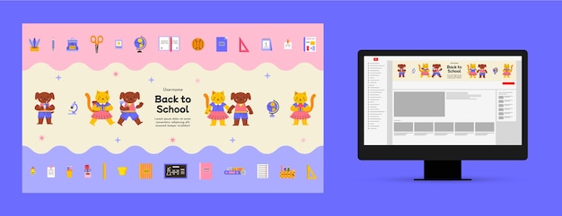 Diseño plano del canal de youtube de regreso a la escuela