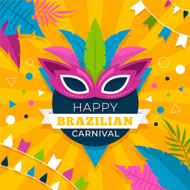 Vector gratuito diseño plano carnaval brasileño plumas de colores