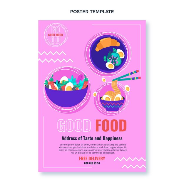 Diseño plano de cartel de comida.