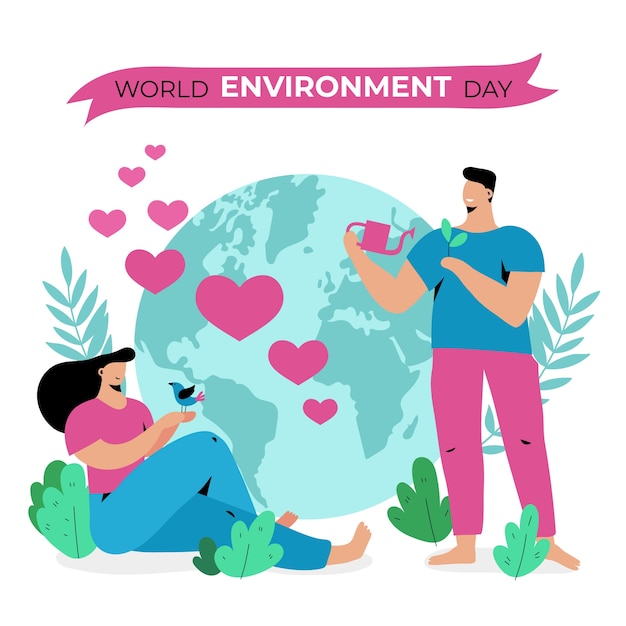 Vector gratuito diseño plano celebración del día mundial del medio ambiente