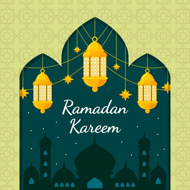 Diseño plano de celebración de Ramadán