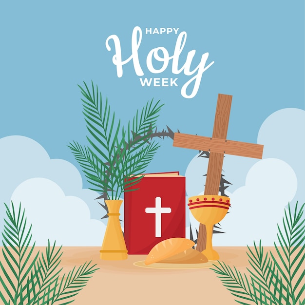 Diseño plano de celebración de semana santa