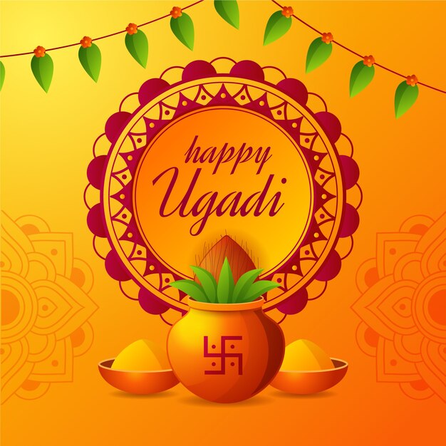 Diseño plano de celebración de Ugadi