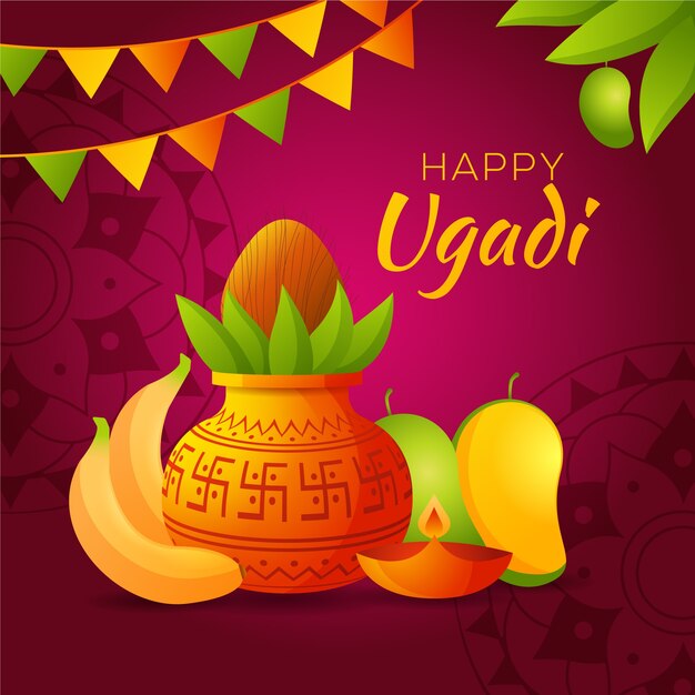 Diseño plano de celebración de Ugadi