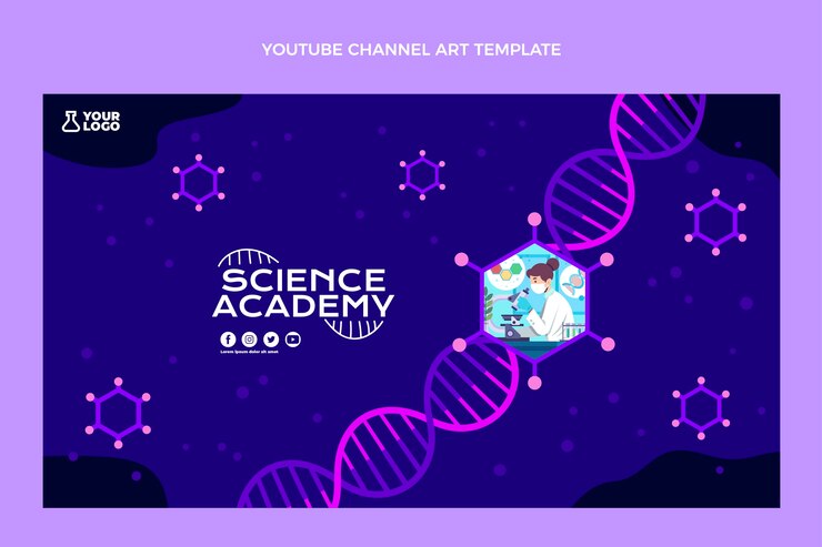 Vector gratuito diseño plano ciencia canal de youtube arte