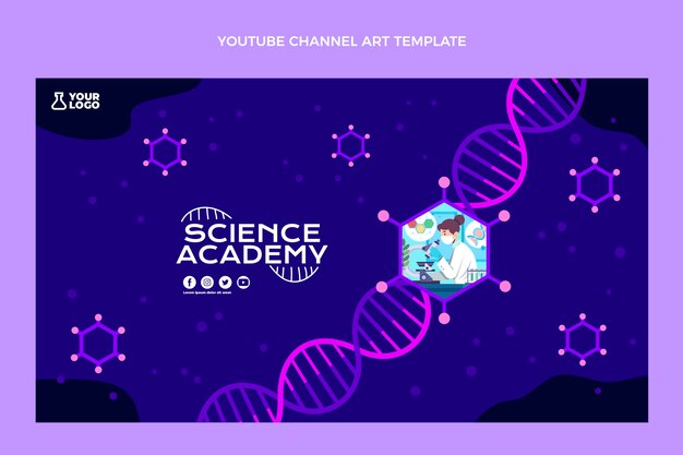Diseño plano ciencia canal de youtube arte