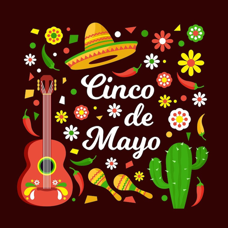 Vector gratuito diseño plano para cinco de mayo
