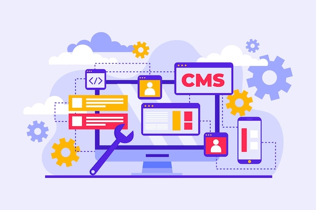 Diseño plano cms concepto ilustrado
