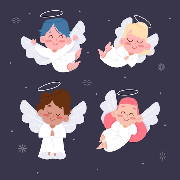 Diseño plano colección angel navidad