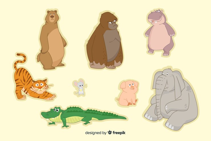 Vector gratuito diseño plano de colección de animales de dibujos animados lindo