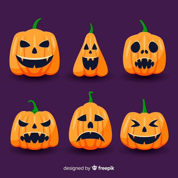 Diseño plano de la colección de calabaza de halloween