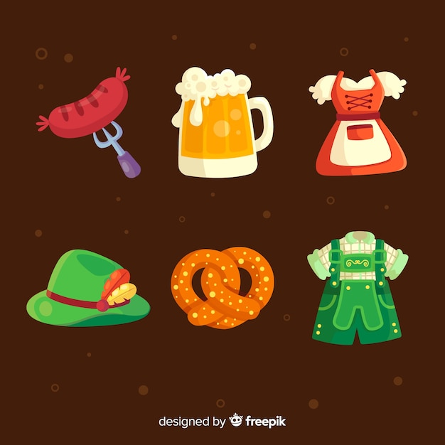 Diseño plano colección colorida oktoberfest