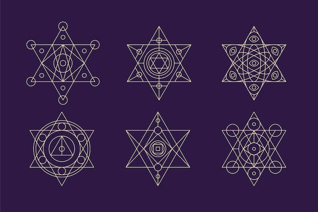 Diseño plano colección de elementos de geometría sagrada