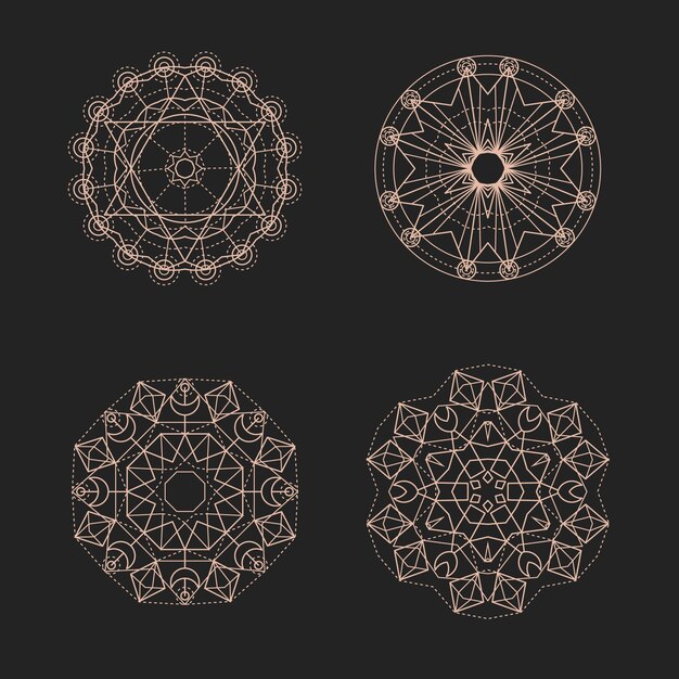Diseño plano colección de elementos de geometría sagrada