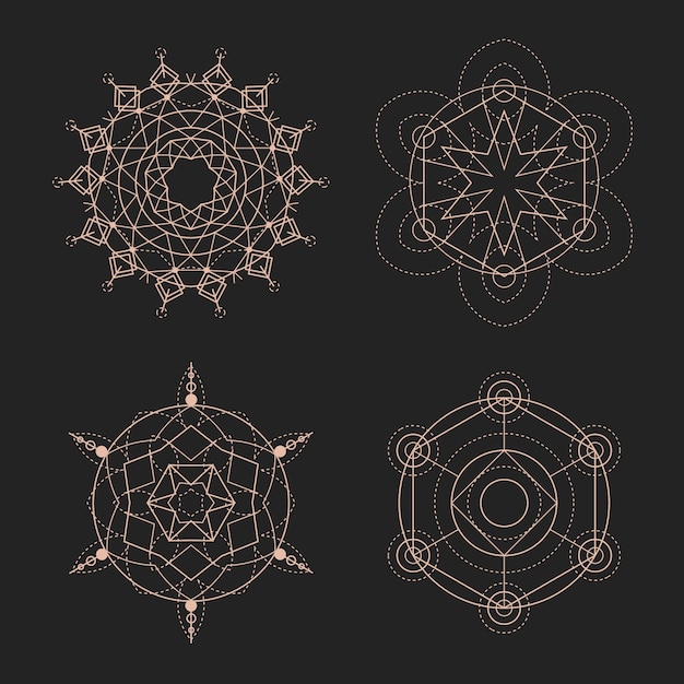 Diseño plano colección de elementos de geometría sagrada