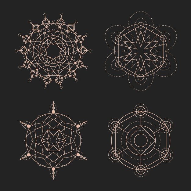 Diseño plano colección de elementos de geometría sagrada