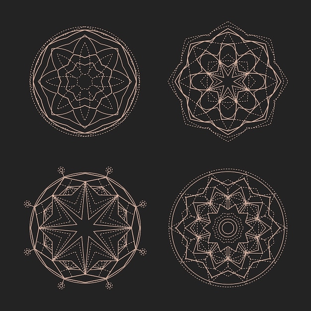 Diseño plano colección de elementos de geometría sagrada