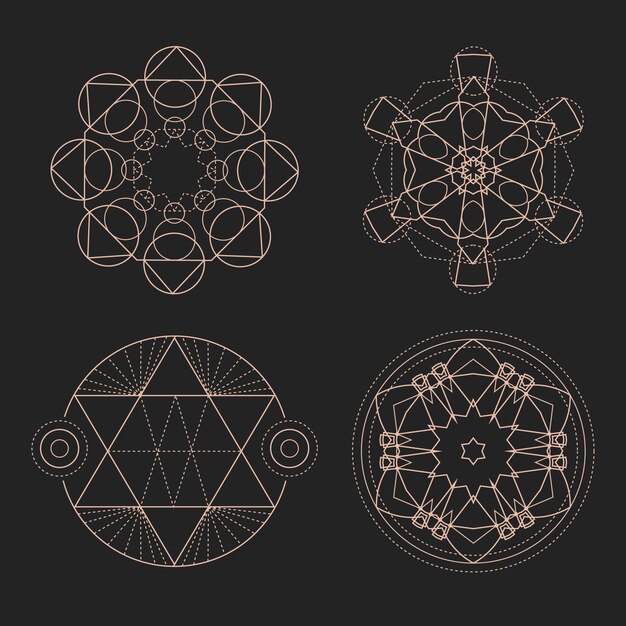 Diseño plano colección de elementos de geometría sagrada