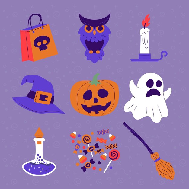 Diseño plano de colección de elementos de halloween