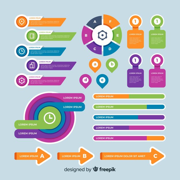 Diseño plano de colección de elementos de infografía