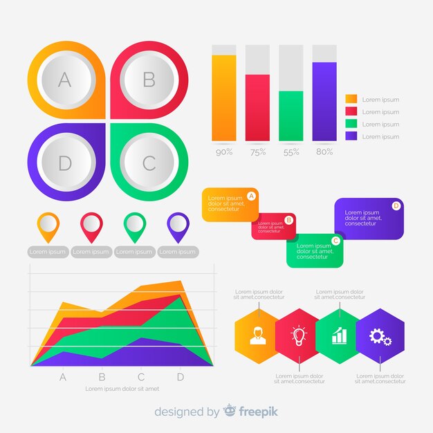 Diseño plano de colección de elementos de infografía