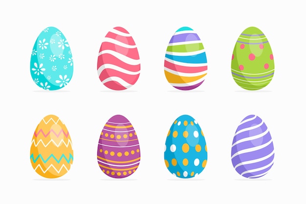 Diseño plano colección de huevos de pascua diseño