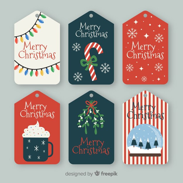 Diseño plano de colección de insignias de navidad