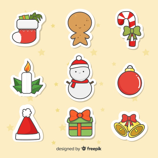 Vector gratuito diseño plano de colección de insignias de navidad