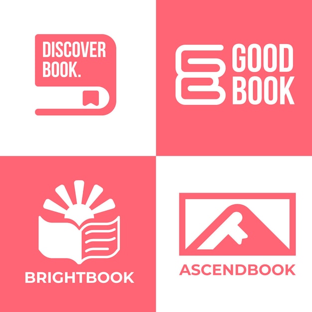 Diseño plano de colección de logotipos de libros