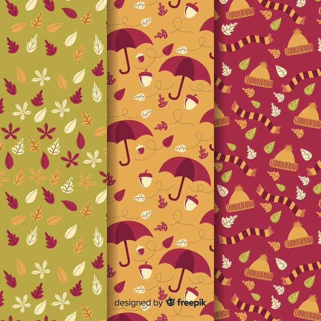 Diseño plano colección otoño patrón