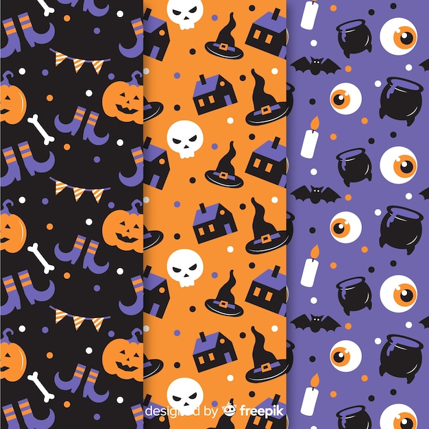 Vector gratuito diseño plano de la colección de patrones de halloween