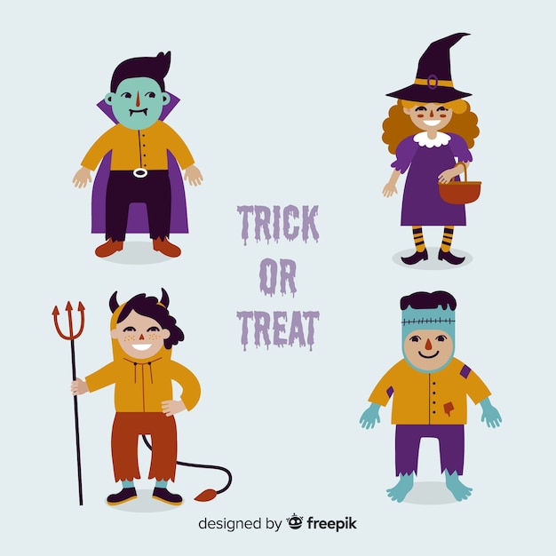 Diseño plano de la colección de personajes de halloween