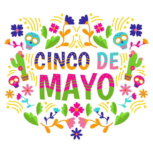 Diseño plano colorido cinco de mayo