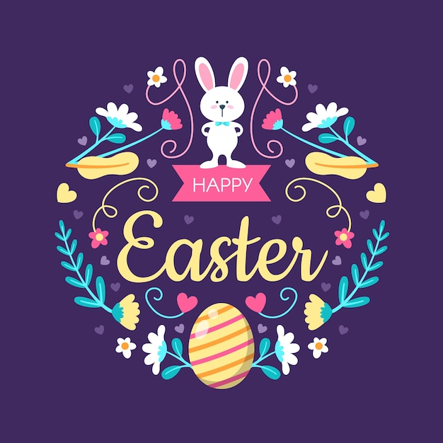 Vector gratuito diseño plano colorido feliz día de pascua