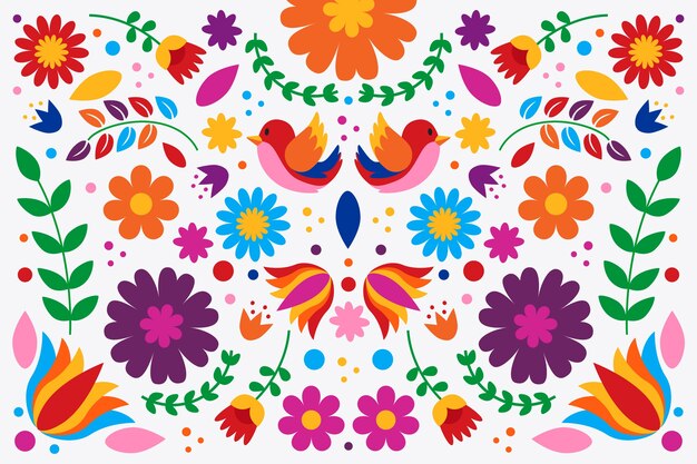 Diseño plano colorido fondo mexicano