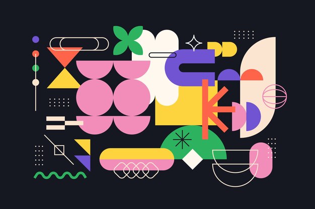 diseño plano colorido ilustración de forma geométrica retro.