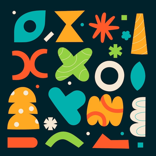 diseño plano colorido ilustración de forma geométrica retro.
