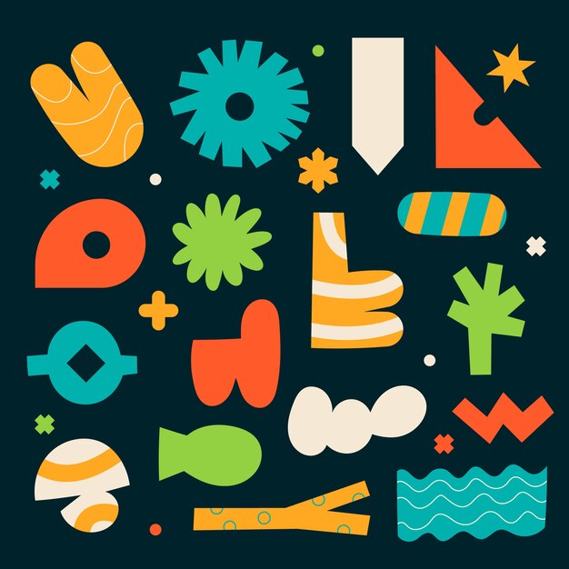diseño plano colorido ilustración de forma geométrica retro.