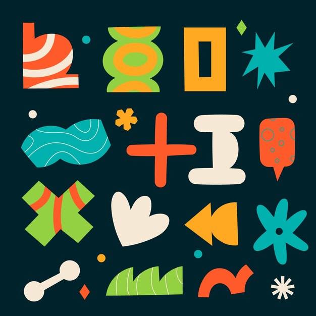 diseño plano colorido ilustración de forma geométrica retro.