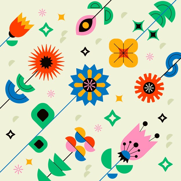 diseño plano colorido ilustración de forma geométrica retro.