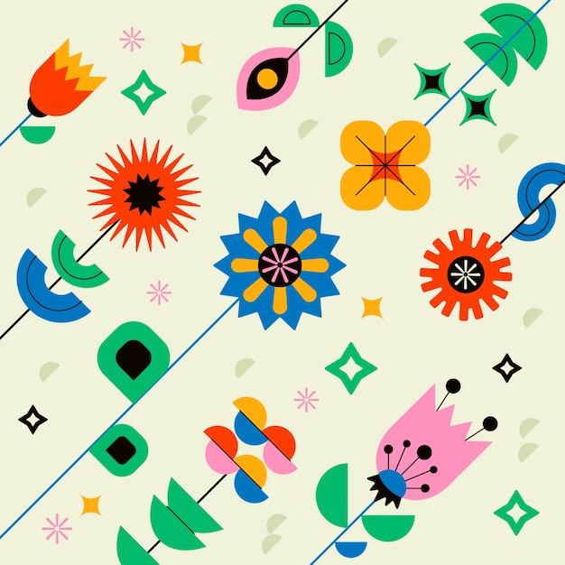 diseño plano colorido ilustración de forma geométrica retro.