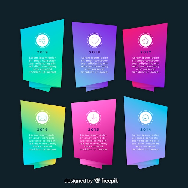Diseño plano colorido infografía timeline