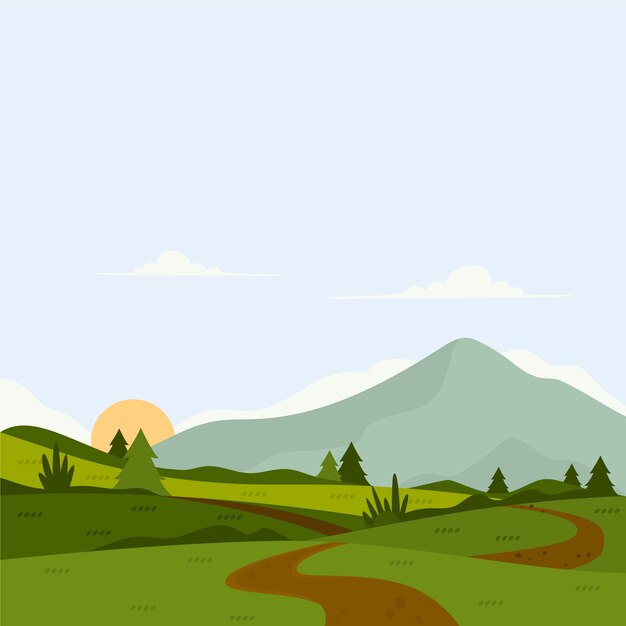 Diseño plano colorido paisaje de primavera