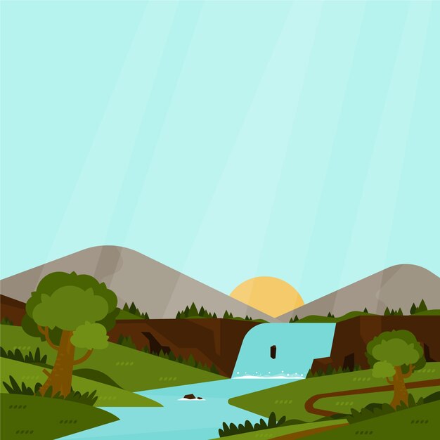 Diseño plano colorido paisaje de primavera