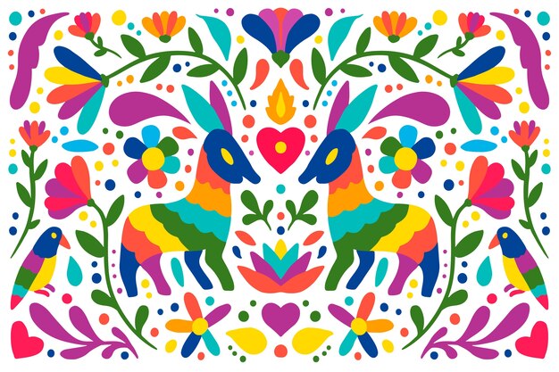 Diseño plano colorido papel tapiz mexicano