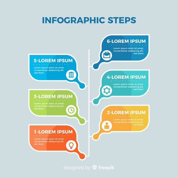 Diseño plano colorido pasos infográficos