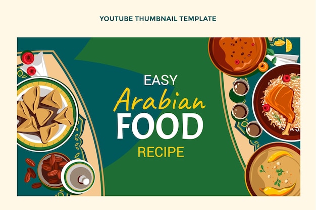 Diseño plano de comida en miniatura de youtube.