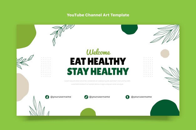 Diseño plano comida sana canal de youtube arte